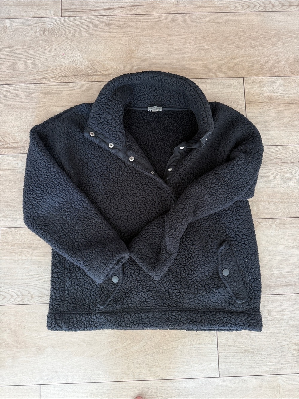 J. Crew Black Sherpa Snap Pullover Jacket